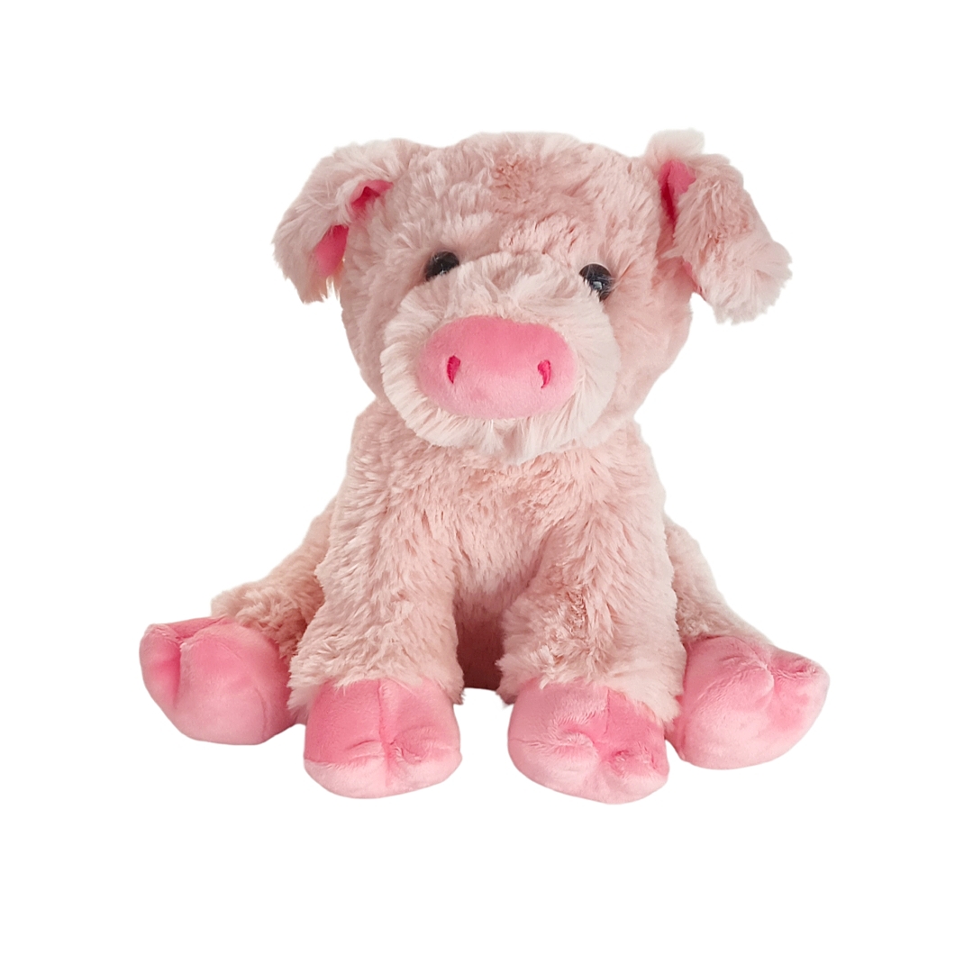 Fluffy plys pink gris siddende dyr engros udstoppet bl&oslash;d maskot gave leget&oslash;j