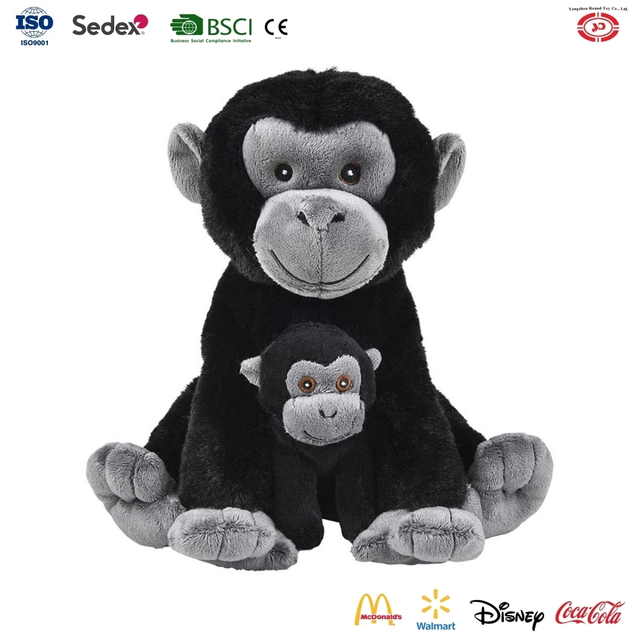 YD-BD068 Giant Plush Black Gorilla Monkey Animal Custom Mascot Soft Hračky s dieťaťom