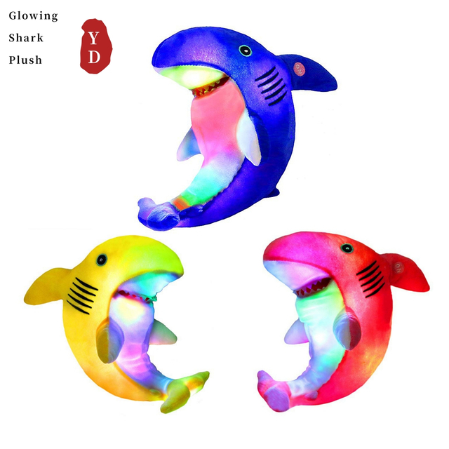 YD-BD035 Shark Animal glødende plys kids gave brugerdefineret legetøj med LED