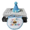 Cappello in peluche con decorazione personalizzata per compleanno di animali domestici, con bavaglini
