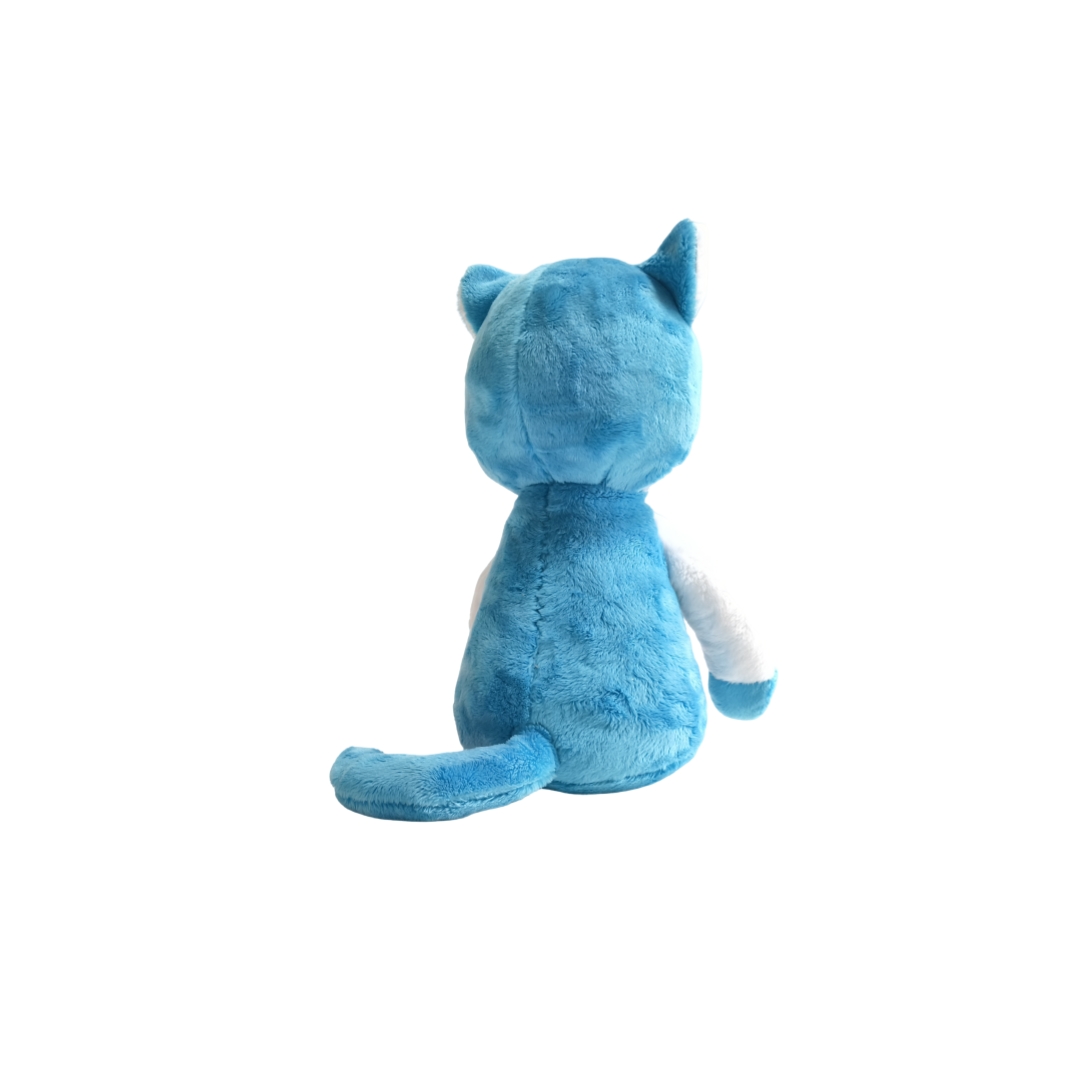 Boneka Mewah Kucing Biru Berbulu Maskot Hewan Duduk Grosir Kustom Ke