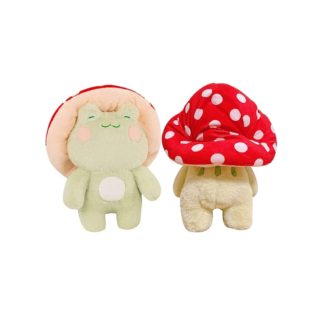 Mainan Plush Katak 8 inci katak comel dengan topi cendawan merah jambu maskot boneka boneka