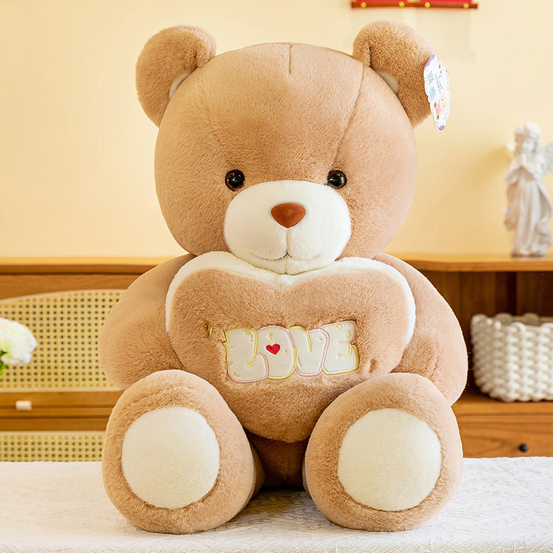 Վարդագույն պլյուշ լցոնված Fluffy Love Teddy Bear խաղալիք տիկնիկ ընկերուհու նվեր