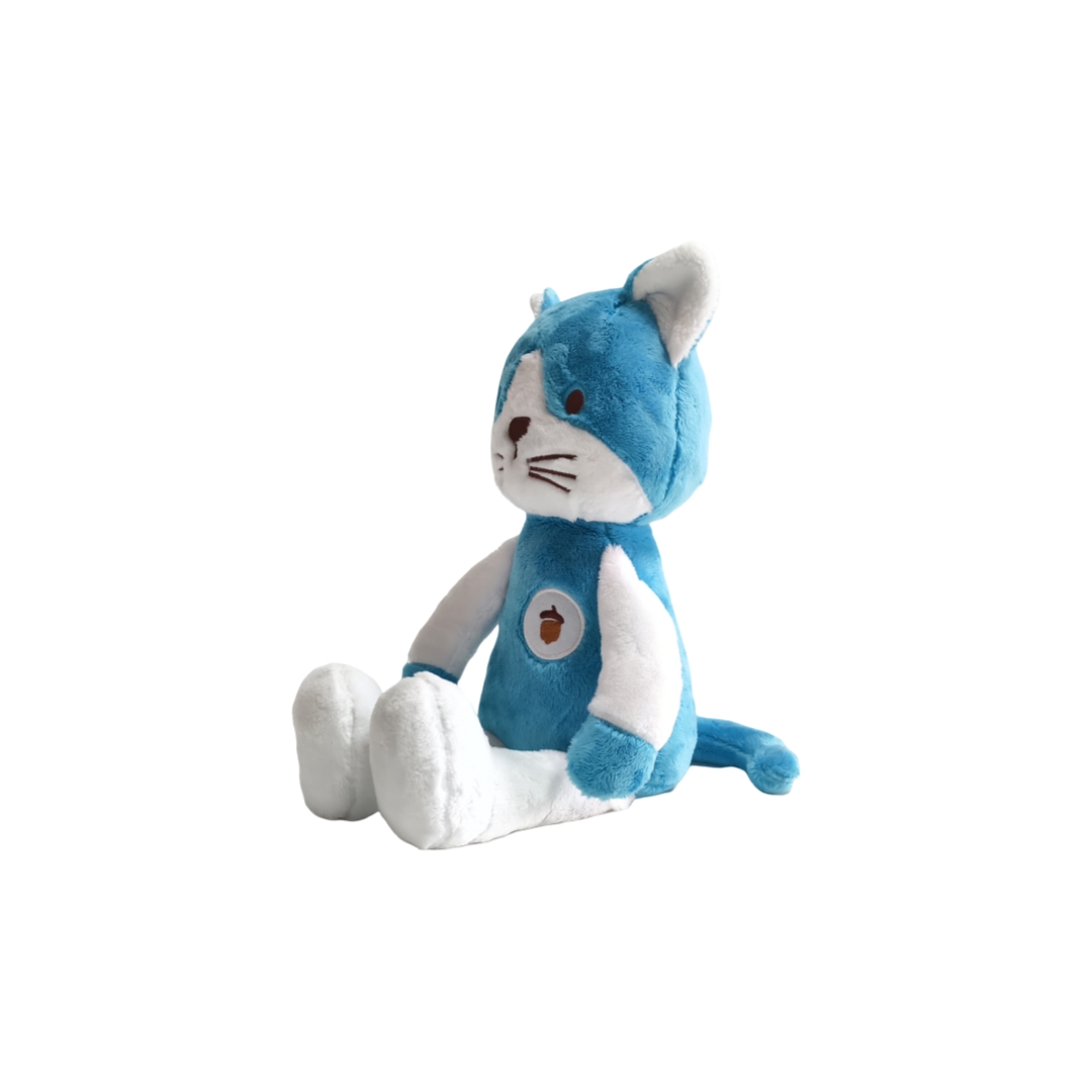 Boneka Mewah Kucing Biru Berbulu Maskot Hewan Duduk Grosir Kustom Ke