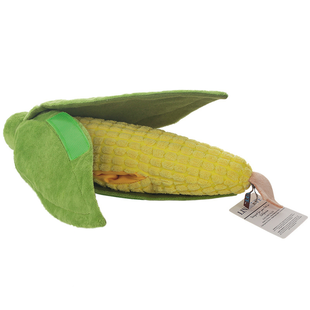 Επώνυμα παιχνίδια για κατοικίδια, βελούδινα γεμιστά, προσαρμοσμένη τροφή καλαμποκιού για σκύλους που μασούν Squeaky