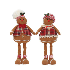 Christmas Plush Stuffed Cute Long Leg Gingerbread Man Cook Toy Doll