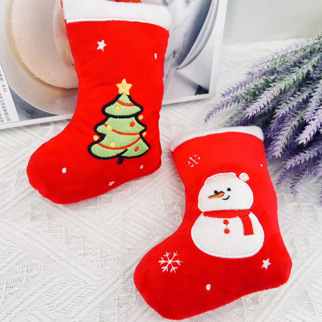 YD-BD012 Noel Maskot &Ccedil;orap &Ouml;zel Pet Hediye Toptan Fabrika Cızırtılı K&ouml;pek Oyuncak