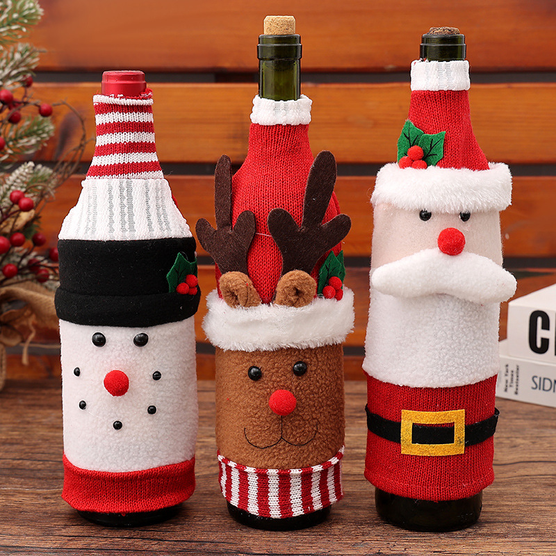 Sulam Tersuai Hiasan Parti Krismas Penutup Botol Wain Berkait Kreatif