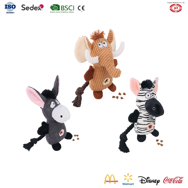 Yd-bd024 pagtatago ng pagkain pasadyang hayop zebra plush pet supply dog ​​squeaky toy