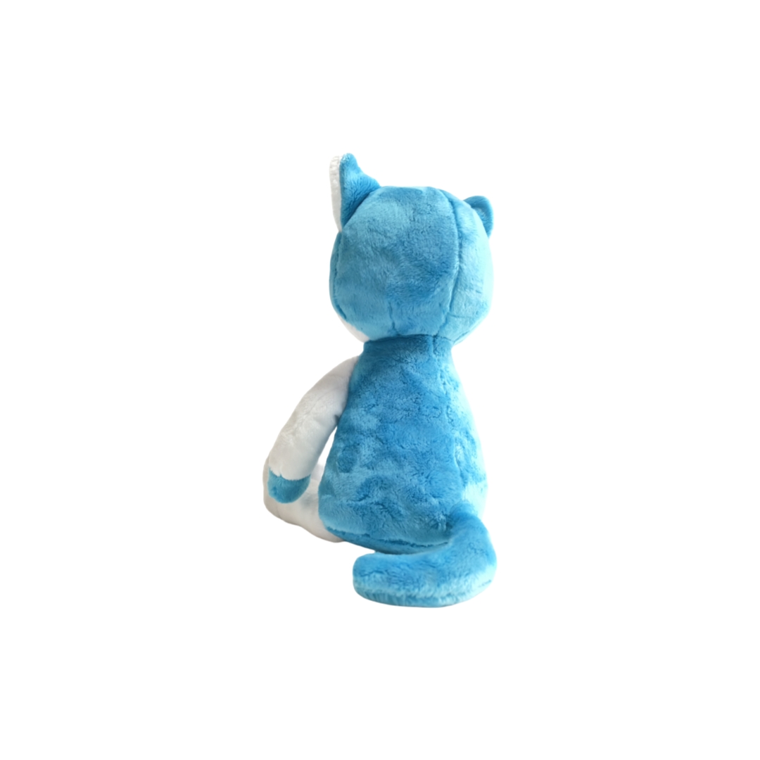 Boneka Mewah Kucing Biru Berbulu Maskot Hewan Duduk Grosir Kustom Ke