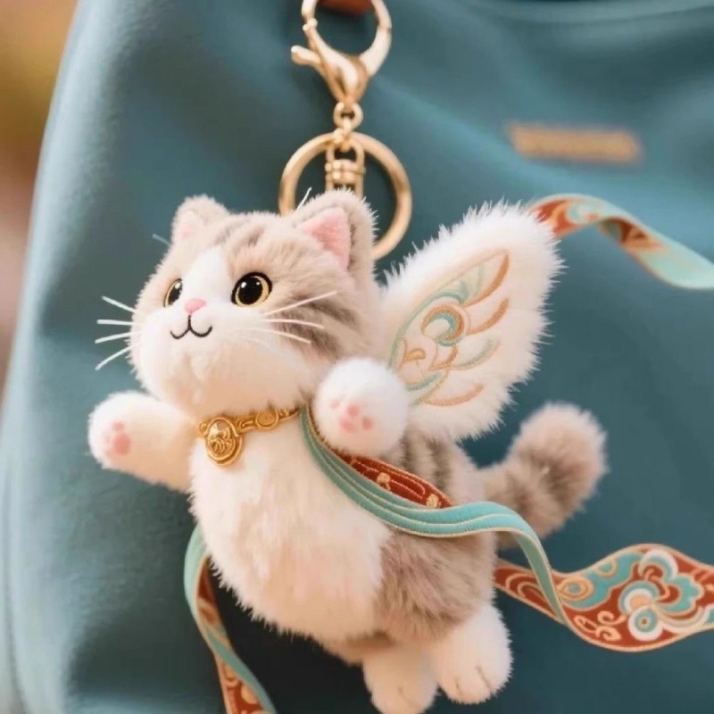 Creative Cultural Custom Plush Stuffed Cute Cat Nice-colored Deer Toy Keychain