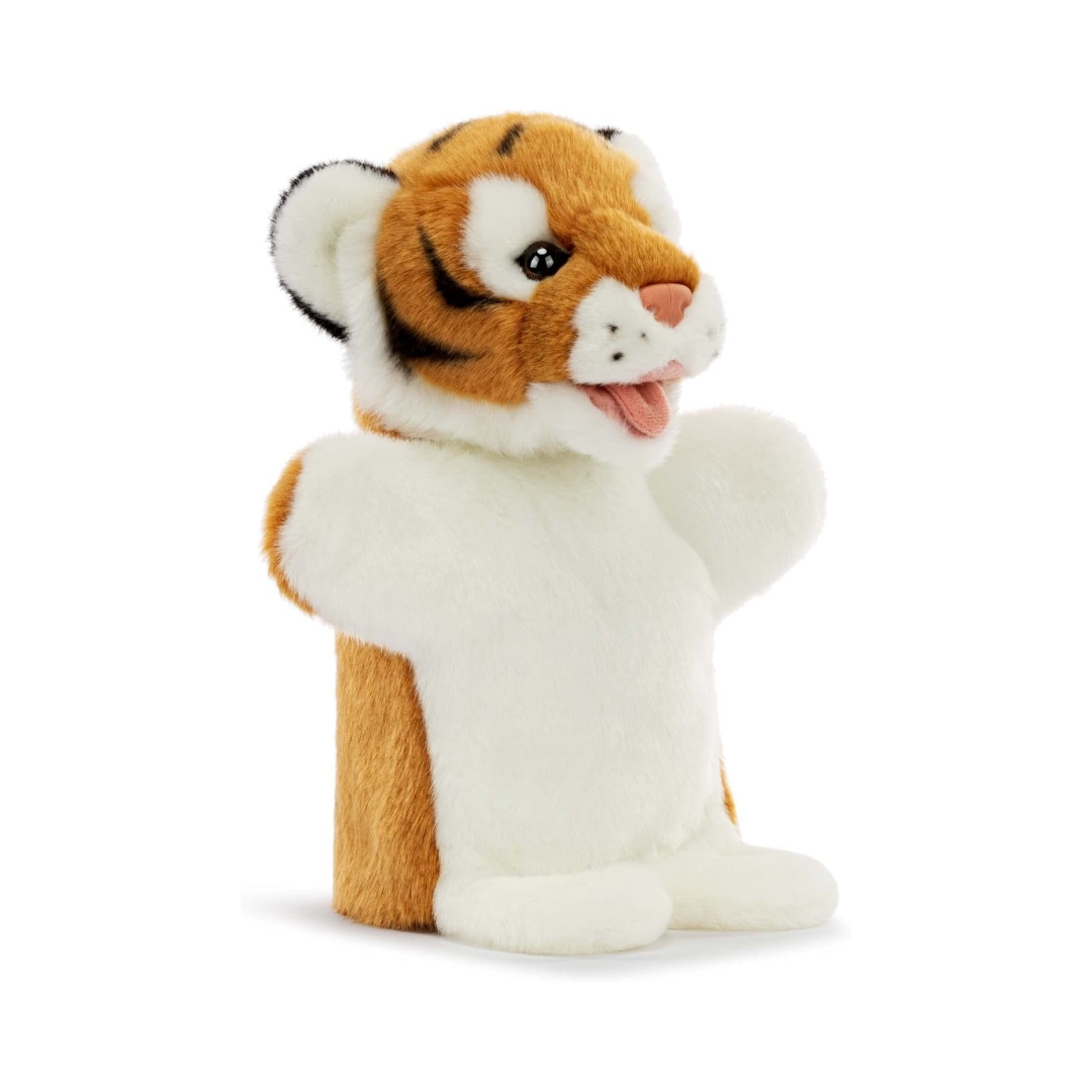 Happy Tiger Plush Soft Animal Stuffed Custom Hand Puppet Baby Toy