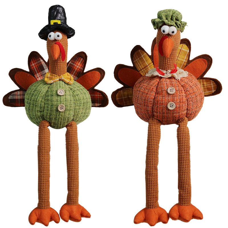 Thanksgiving Day dekoration Plys udstoppet lange ben tegneserie kalkun leget&oslash;jsdukke
