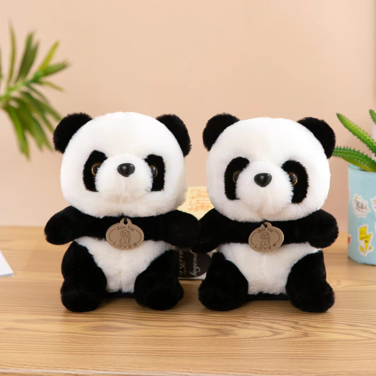 Widget Mainan Panda Comel Kartun Sumbat Rantai Kunci Mewah Tersuai
