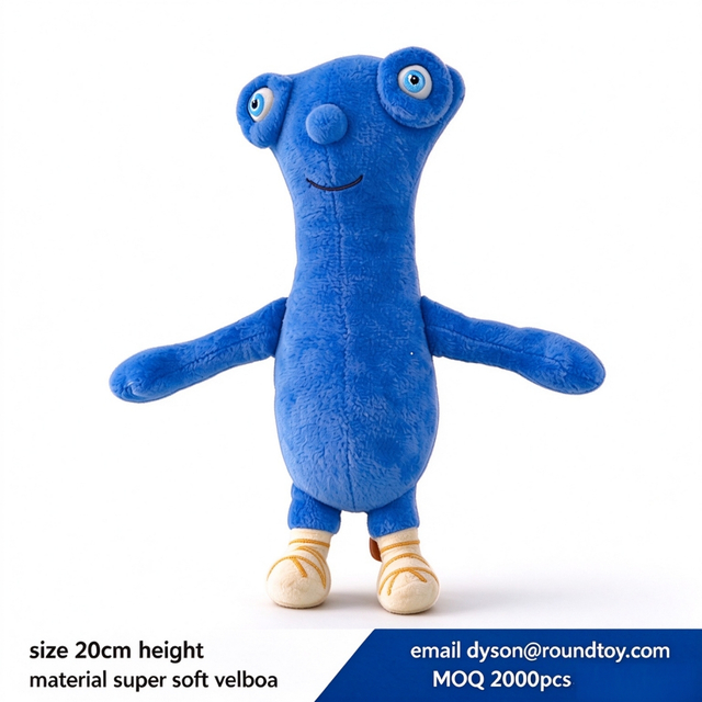 Giocattoli per bambini farciti all'ingrosso morbidi in peluche della bambola personalizzata blu del fumetto della TV
