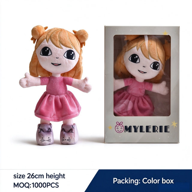My little pink girl đầu ti&ecirc;n sang trọng qu&agrave; tặng linh vật nh&agrave; m&aacute;y b&aacute;n bu&ocirc;n OEM mềm t&ugrave;y chỉnh nhồi b&ocirc;ng đồ chơi b&uacute;p b&ecirc; cổ t&iacute;ch
