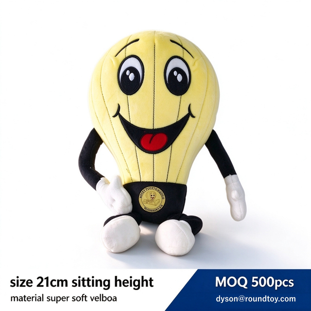 Bal&atilde;o quente amarelo boneca bordada de pel&uacute;cia sorriso macio brinquedos de presente personalizados por atacado