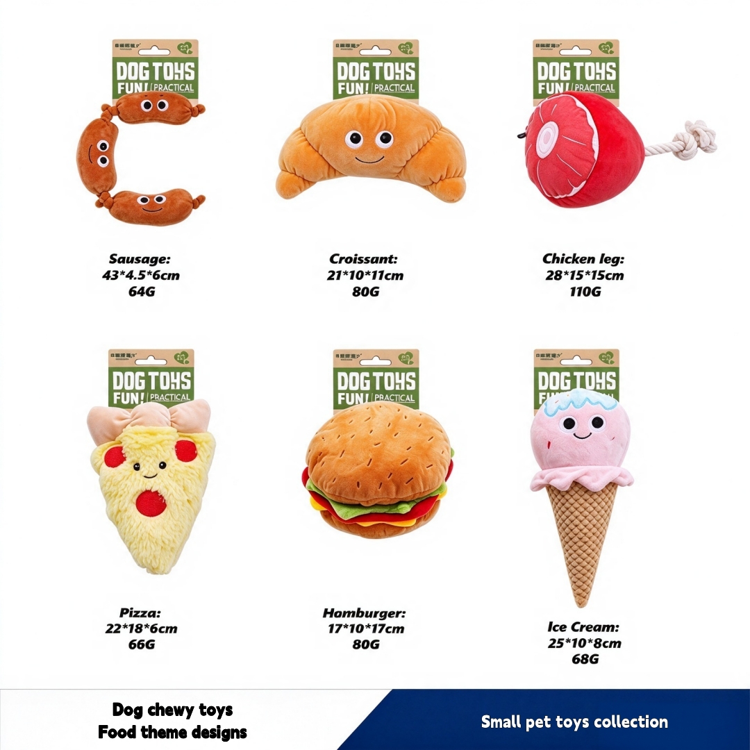 Ps&iacute; p&aacute;rty Food Design Hamburger Měkk&eacute; plyšov&eacute; p&iacute;skac&iacute; žv&yacute;kac&iacute; hračky
